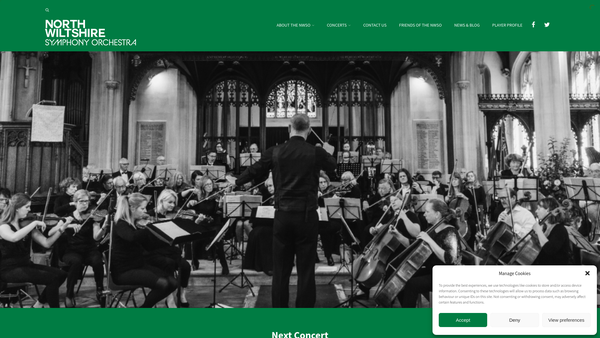 Screenshot of the The North Wiltshire Symphony Orchestra website