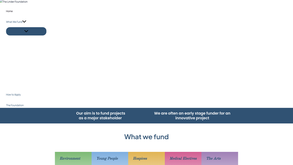 Screenshot of the The Linder Foundation website