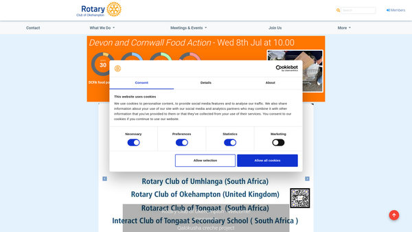 Screenshot of the Rotary Club Of Okehampton Trust Fund website