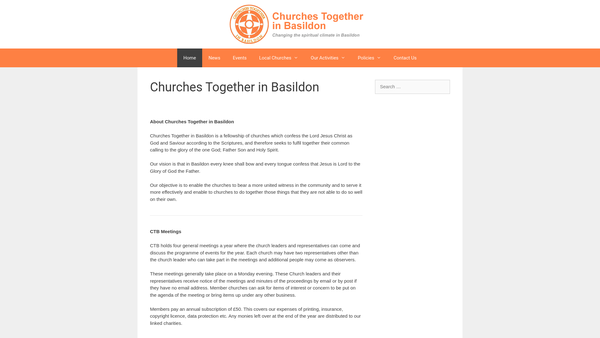 Screenshot of the Churches Together In Basildon website