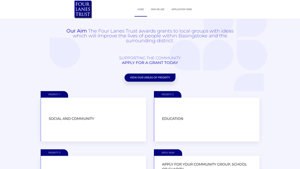 Screenshot of the The Four Lanes Trust website