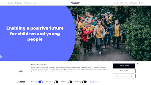 Screenshot of the The Westminster Foundation website