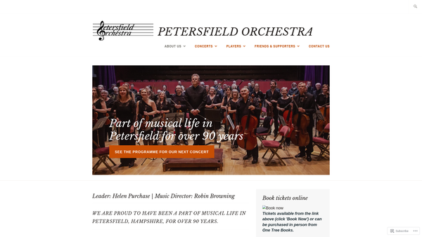 Screenshot of the The Petersfield Orchestra website