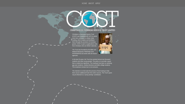Screenshot of the Christians In Overseas Service Trust CIO website
