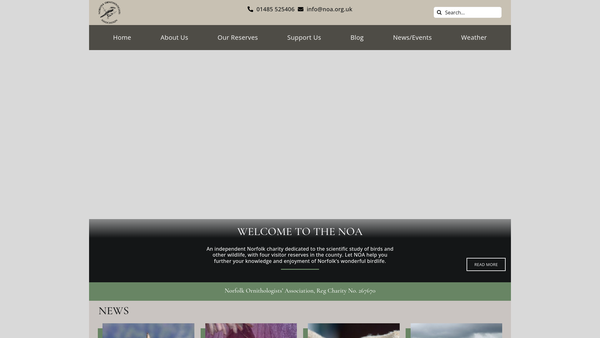 Screenshot of the Norfolk Ornithologists Association website