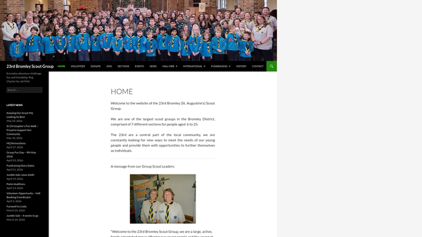 Screenshot of the 23rd Bromley Scout Group website