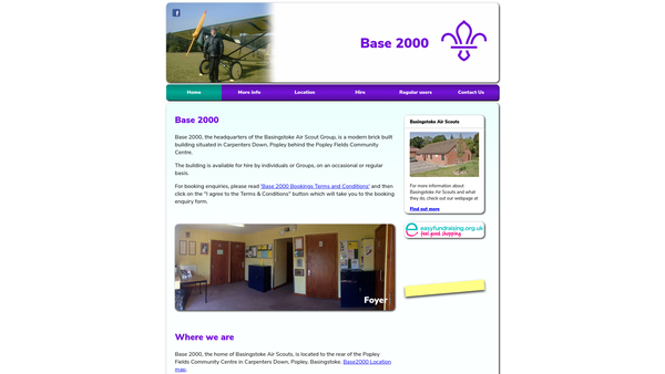 Screenshot of the Basingstoke Air Scouts website