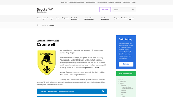 Screenshot of the 1st Houghton (Hunts) Scout Group website