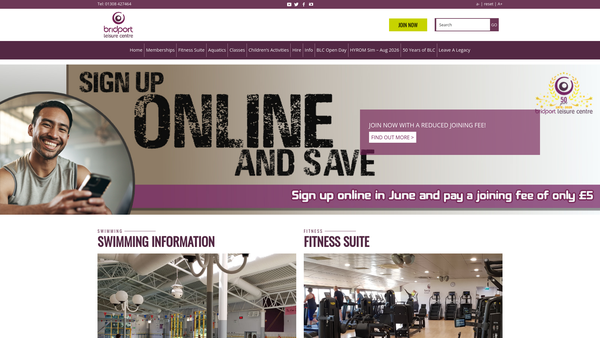 Screenshot of the Bridport And West Dorset Sports Trust Limited website