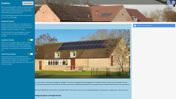 Screenshot of the Thomas Hughes Memorial Hall Community Association website