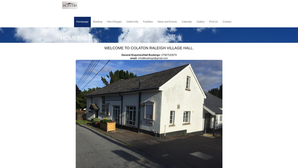 Screenshot of the Colaton Raleigh Village Hall website