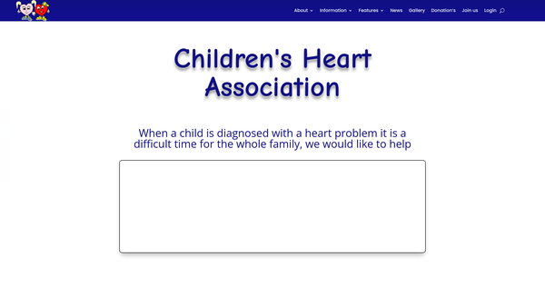 Screenshot of the Children's Heart Association (North West) website
