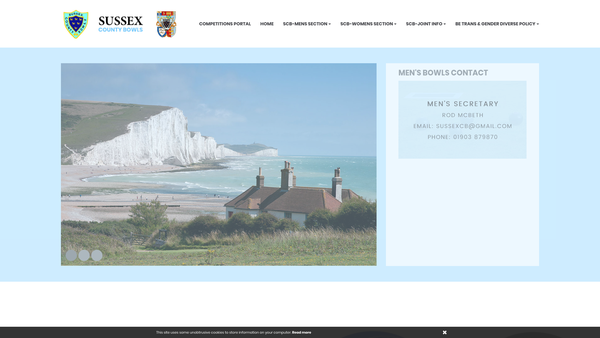 Screenshot of the Sussex County Bowls (Men's Section) Benevolent Fund website