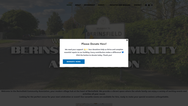 Screenshot of the Berinsfield Community Association website