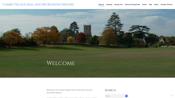 Screenshot of the Combe Village Hall And Recreation Ground website