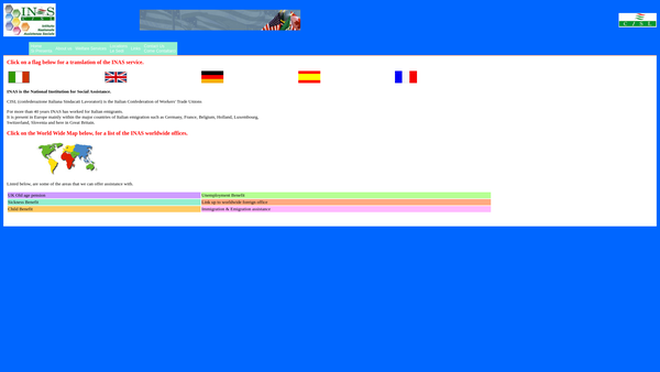 Screenshot of the Inas (Italian Welfare) Limited website