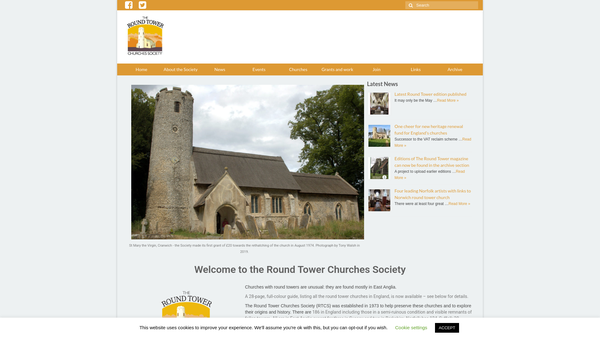 Screenshot of the Round Tower Churches Society website