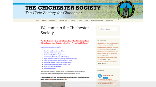 Screenshot of the The Chichester Society website