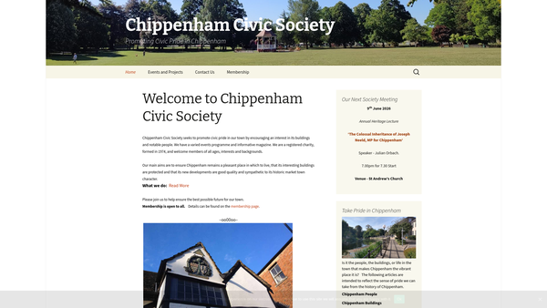Screenshot of the Chippenham Civic Society website