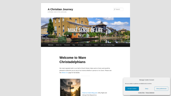 Screenshot of the Ware Christadelphian Ecclesia website