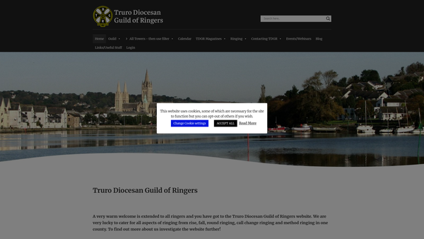 Screenshot of the The Truro Diocesan Guild Of Ringers website