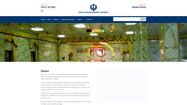 Screenshot of the Guru Nanak Darbar Crawley website