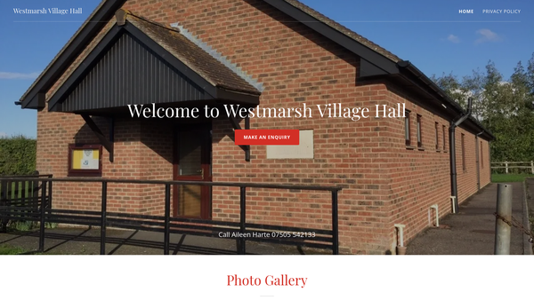 Screenshot of the Westmarsh Village Hall website