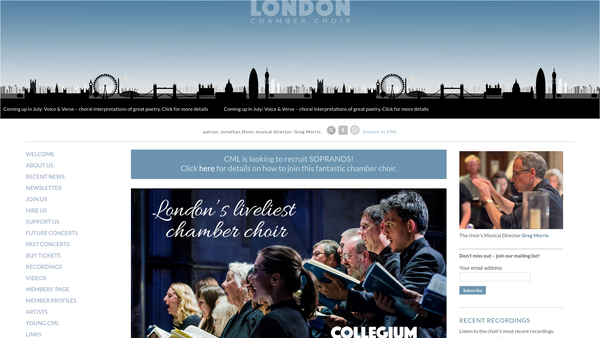 Screenshot of the Collegium Musicum Of London website
