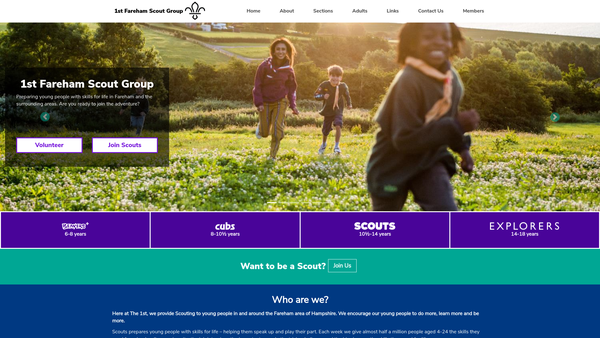 Screenshot of the 1st Fareham Scout Group website