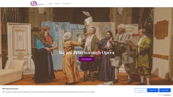 Screenshot of the Peterborough Opera website