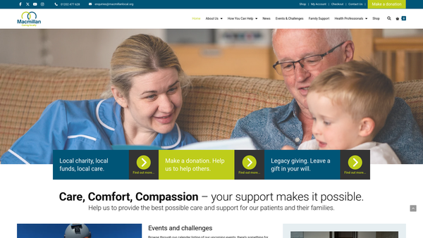 Screenshot of the Macmillan Caring Locally website