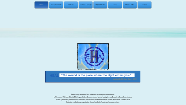 Screenshot of the Essex Healers Association website
