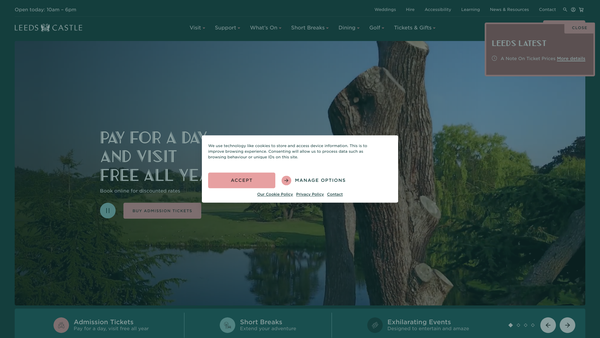 Screenshot of the Leeds Castle Foundation website