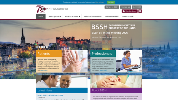 Screenshot of the The British Society For Surgery Of The Hand website