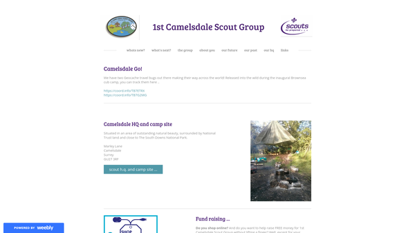 Screenshot of the 1st Camelsdale Scout Group website