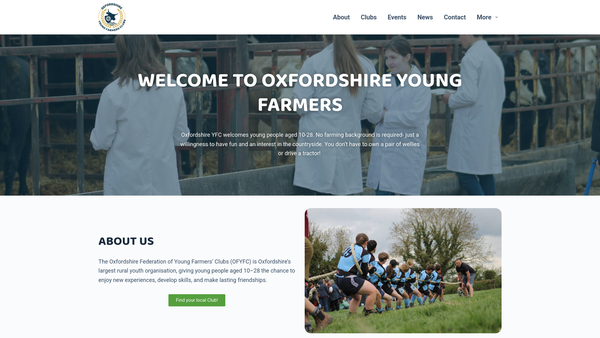 Screenshot of the Henley And District Young Farmers' Club website