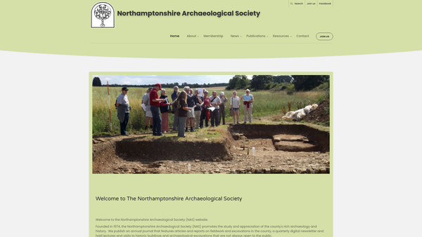 Screenshot of the Northamptonshire Archaeological Society website