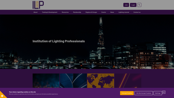 Screenshot of the The Institution Of Lighting Professionals website