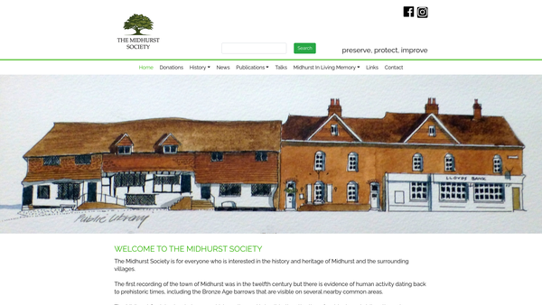 Screenshot of the The Midhurst Society website