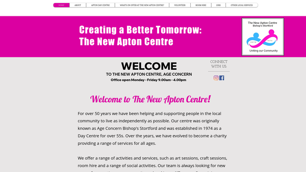 Screenshot of the Age Concern Bishop's Stortford website
