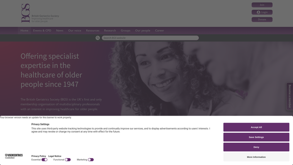 Screenshot of the The British Geriatrics Society website