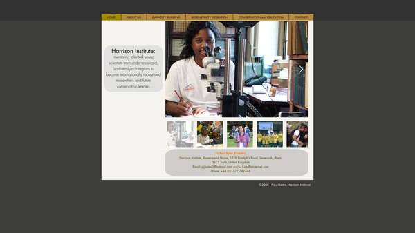 Screenshot of the The Harrison Zoological Museum Trust website