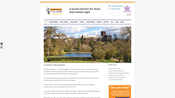 Screenshot of the St Albans And District Talking Newspapers website
