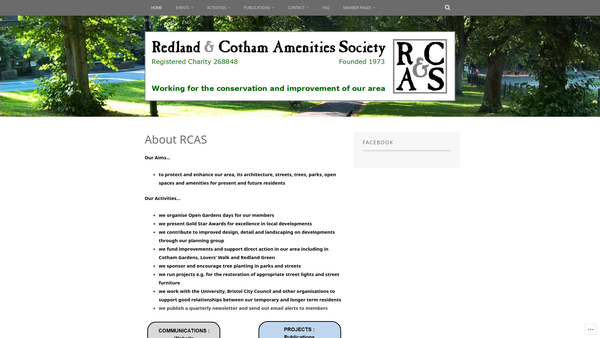Screenshot of the The Redland And Cotham Amenities Society website