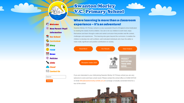 Screenshot of the The Friends Of Swanton Morley VC Primary School website