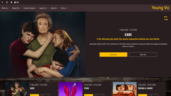 Screenshot of the The Young Vic Company website