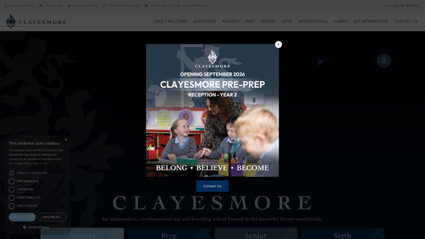 Screenshot of the The Clayesmore Preparatory School Parents' Association Trust Fund website