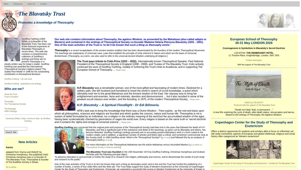 Screenshot of the The Blavatsky Trust website