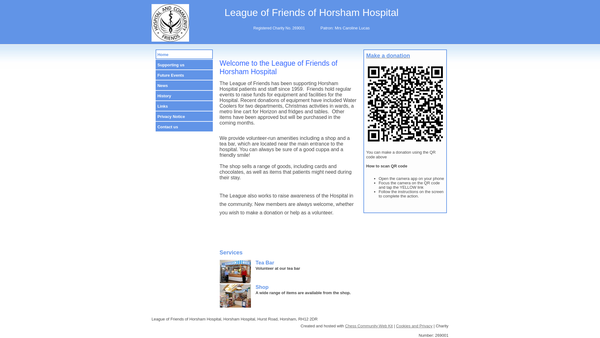 Screenshot of the The League Of Friends Of Horsham Hospital website