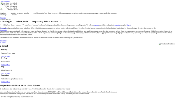 Screenshot of the Notre Dame Preparatory School (Norwich) Limited website